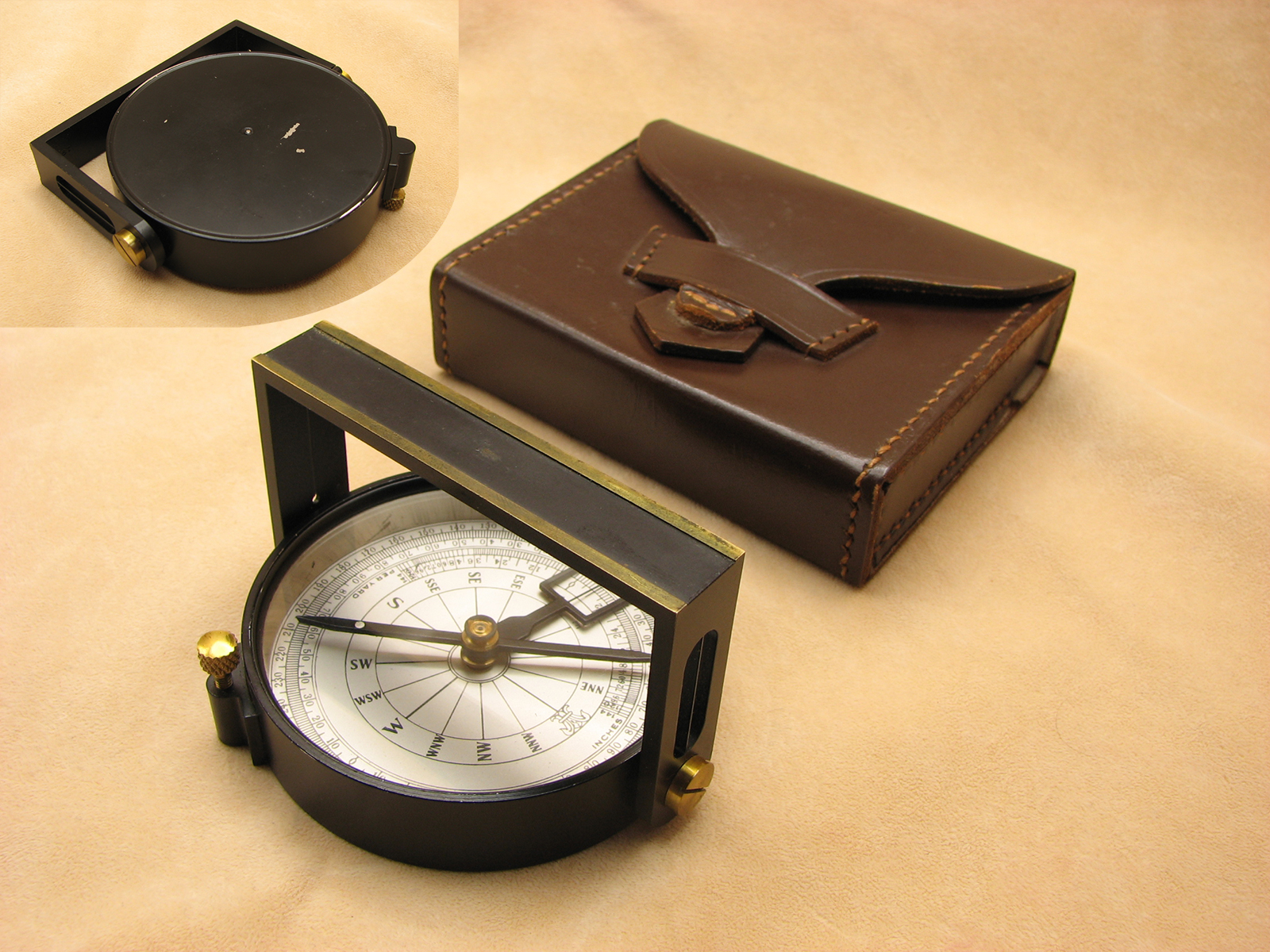Mid 20th century Francis Barker bridge compass with clinometer